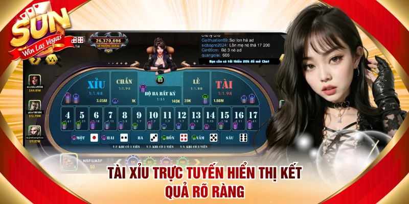 Tài xỉu trực tuyến hiển thị kết quả rõ ràng